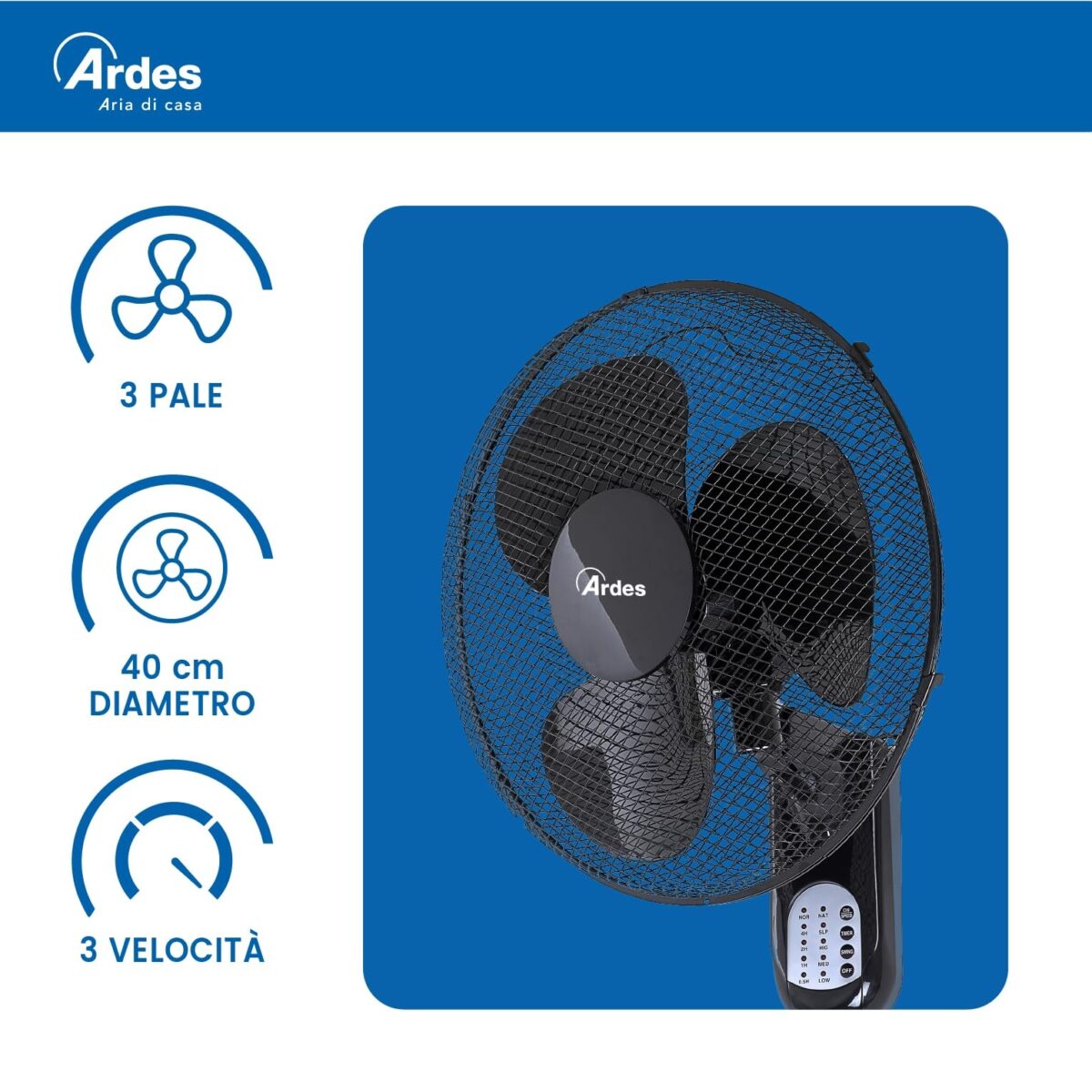 Стенен вентилатор Ardes AR5W40R Pareto Cool RC - Image 4
